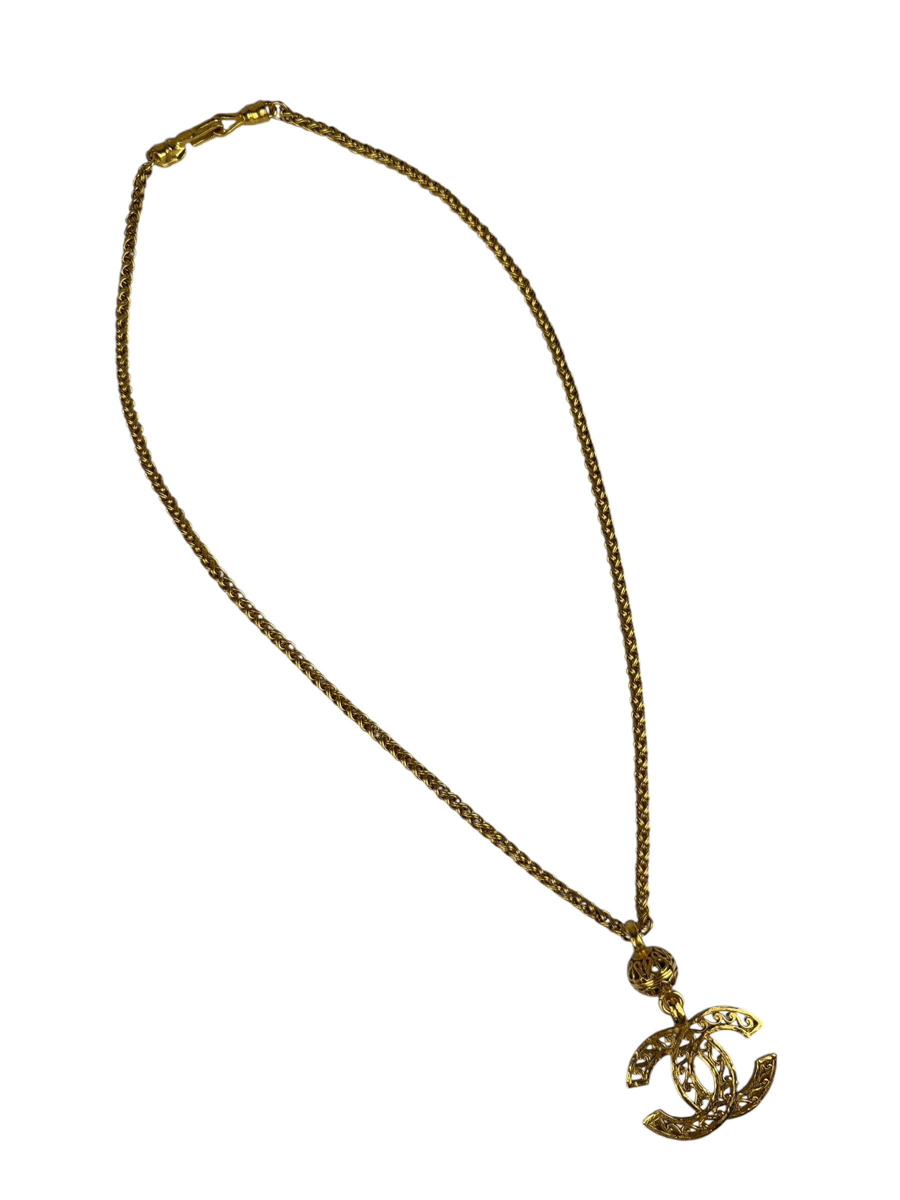 Chanel Vintage CC Logo Filigree Ball Pendant -1995
