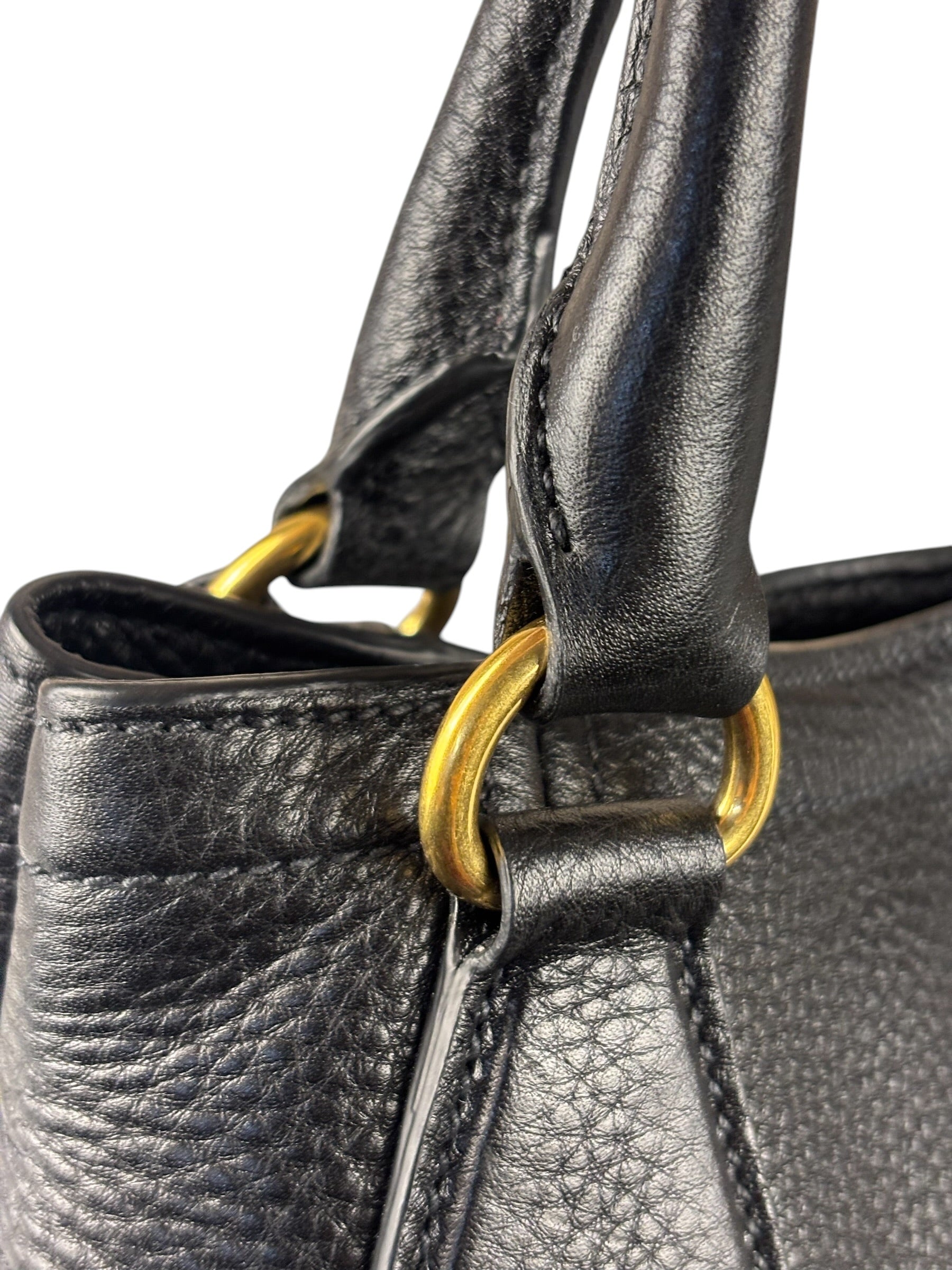 Prada Black Leather Vitello Daino 2Way Handbag
