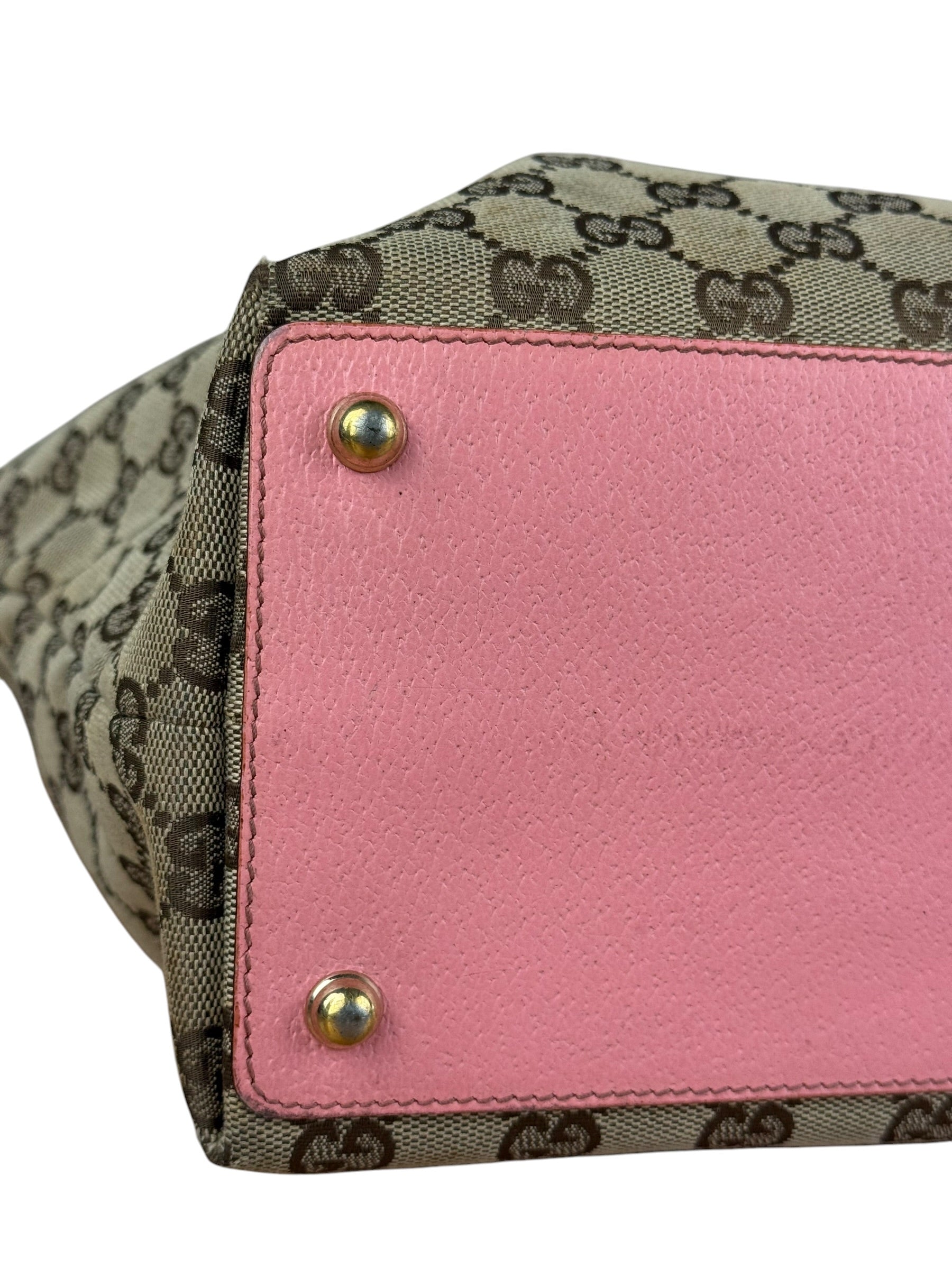 Gucci GG Pink Leather Canvas Eclipse Tote Bag