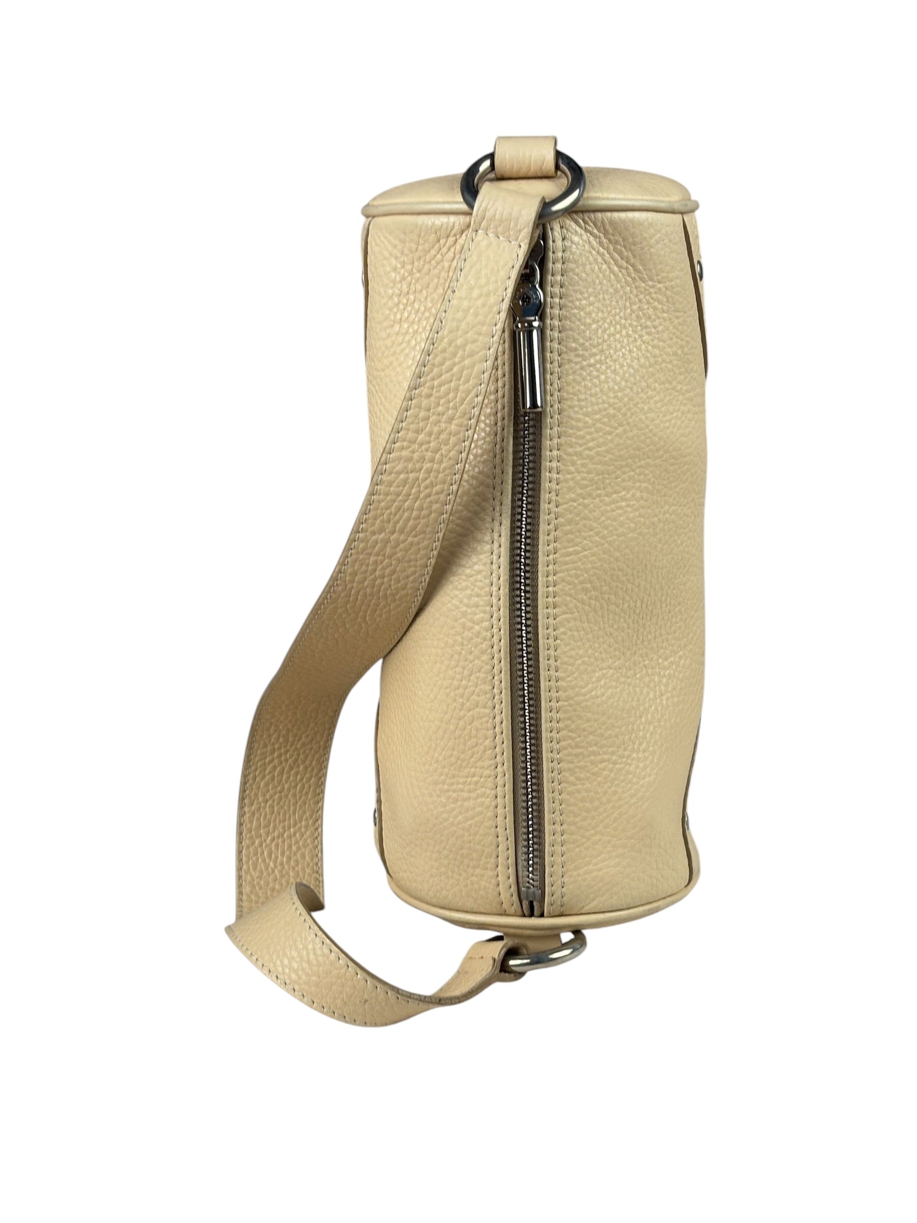 Burberry Cream Calfskin Barrel Shoulder Bag