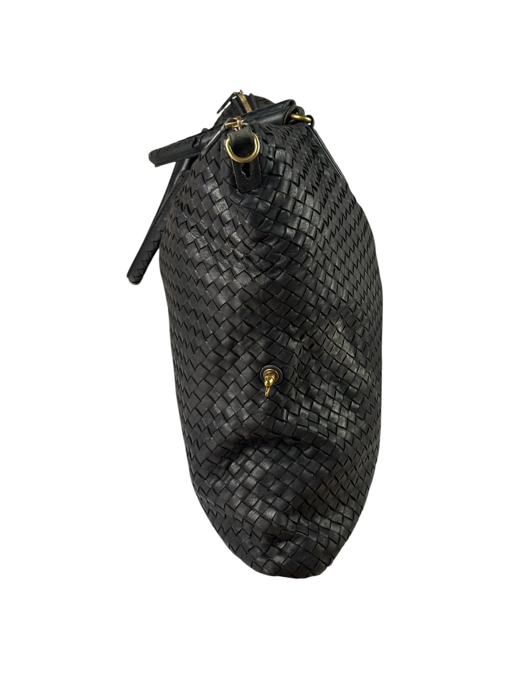 Bottega Veneta Black Intrecciato Large Handbag
