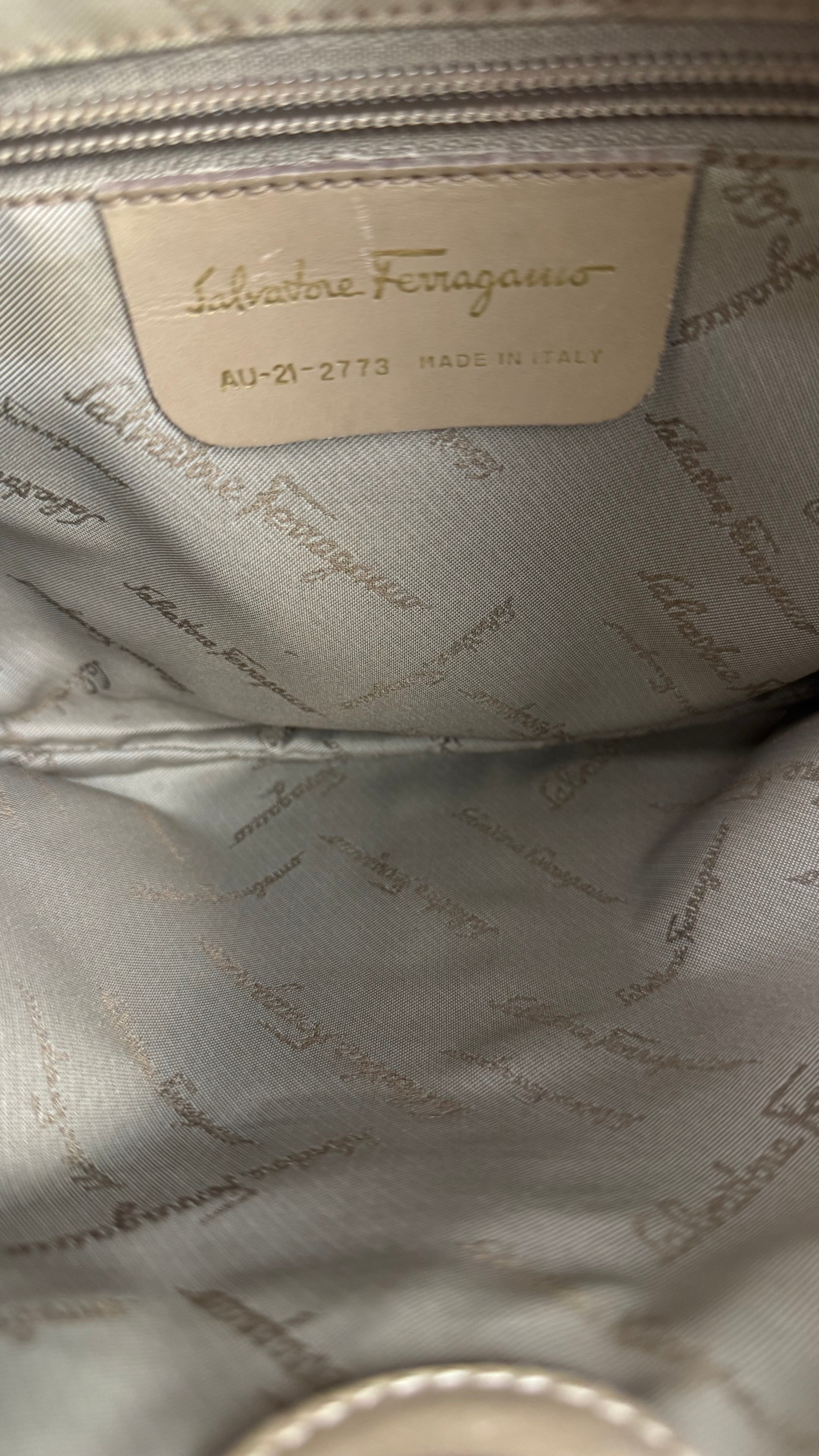 Ferragamo Vintage Beige Suede Hobo Shoulder Bag