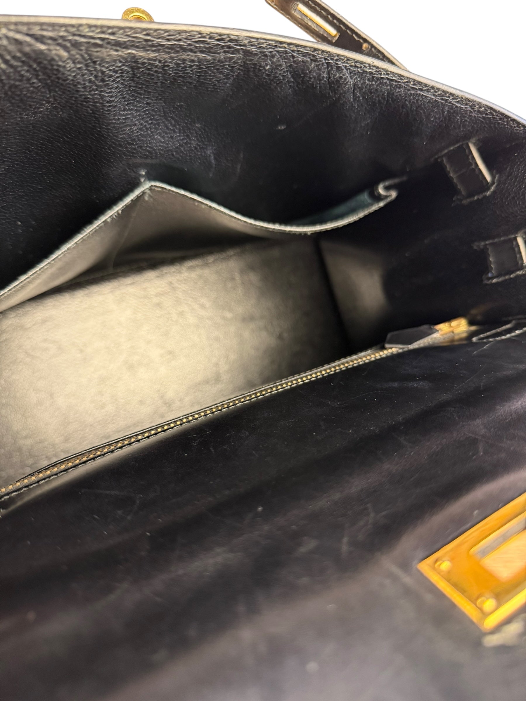 Hermes Kelly 32 Black Box Leather 1991