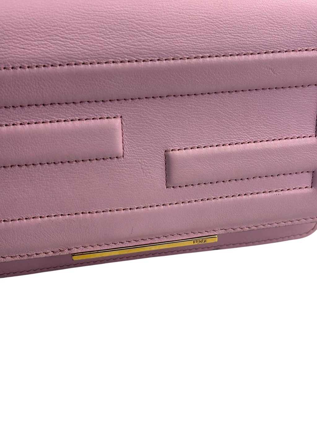 Fendi Pink Leather Tube Flap Wallet On Chain