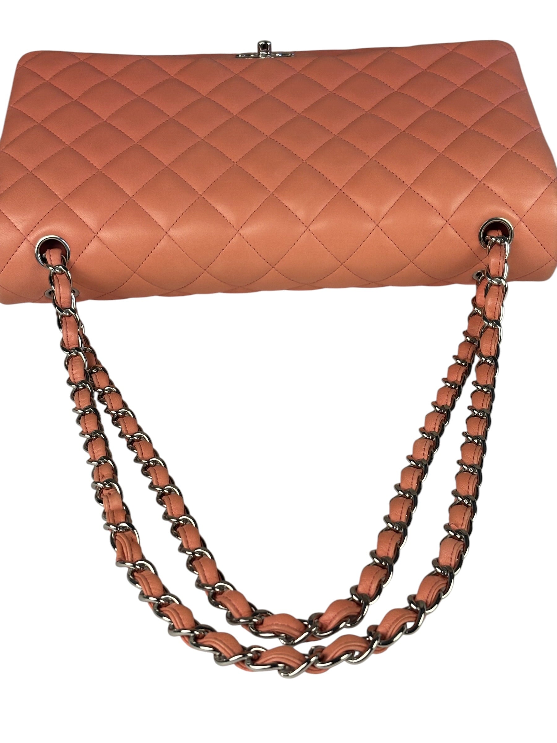 Chanel Pink Quilted Lambskin Classic Large Double Flap Bag 2012