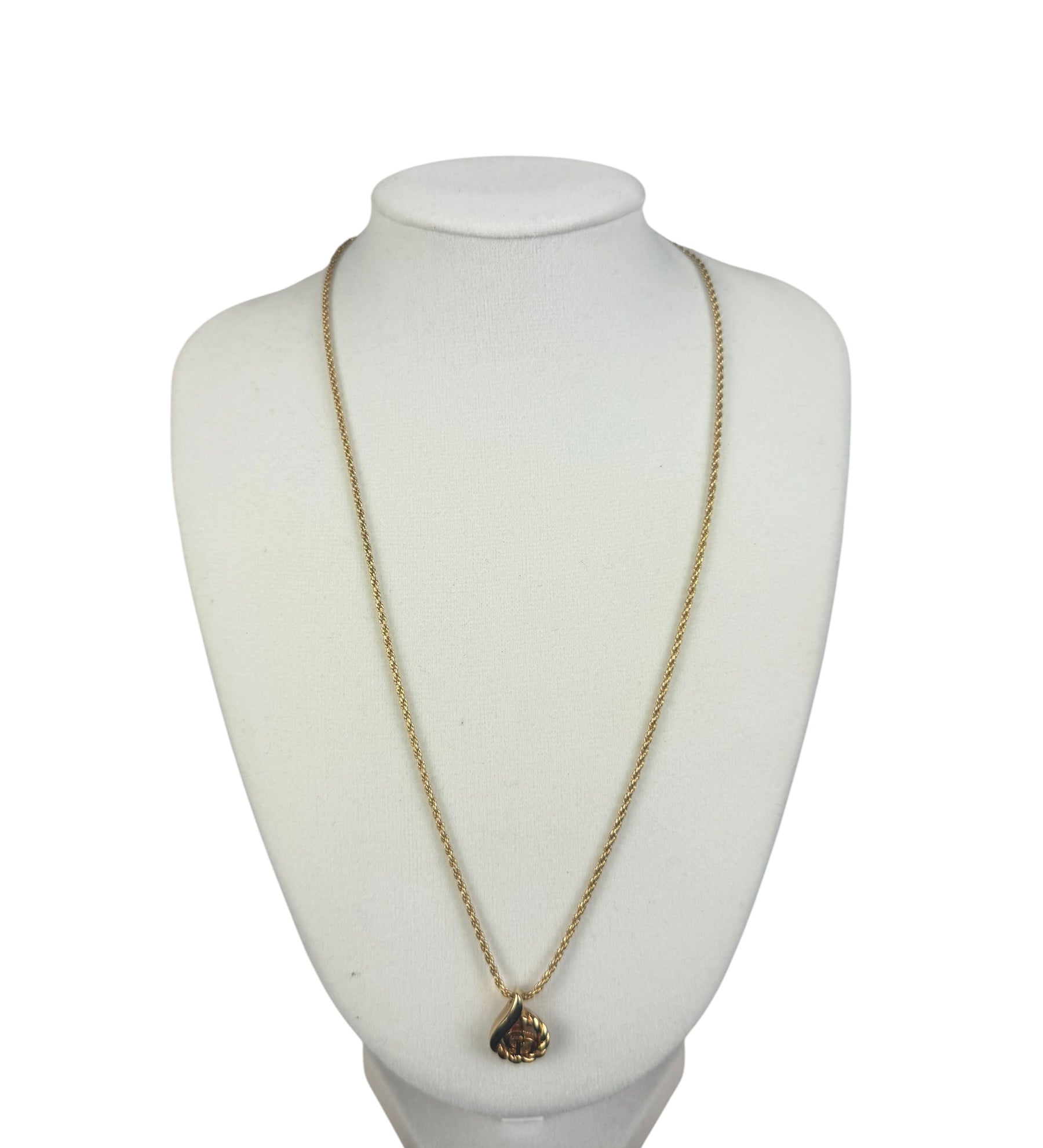 Christian Dior Rope-Twist CD Drop Motif Pendant Necklace