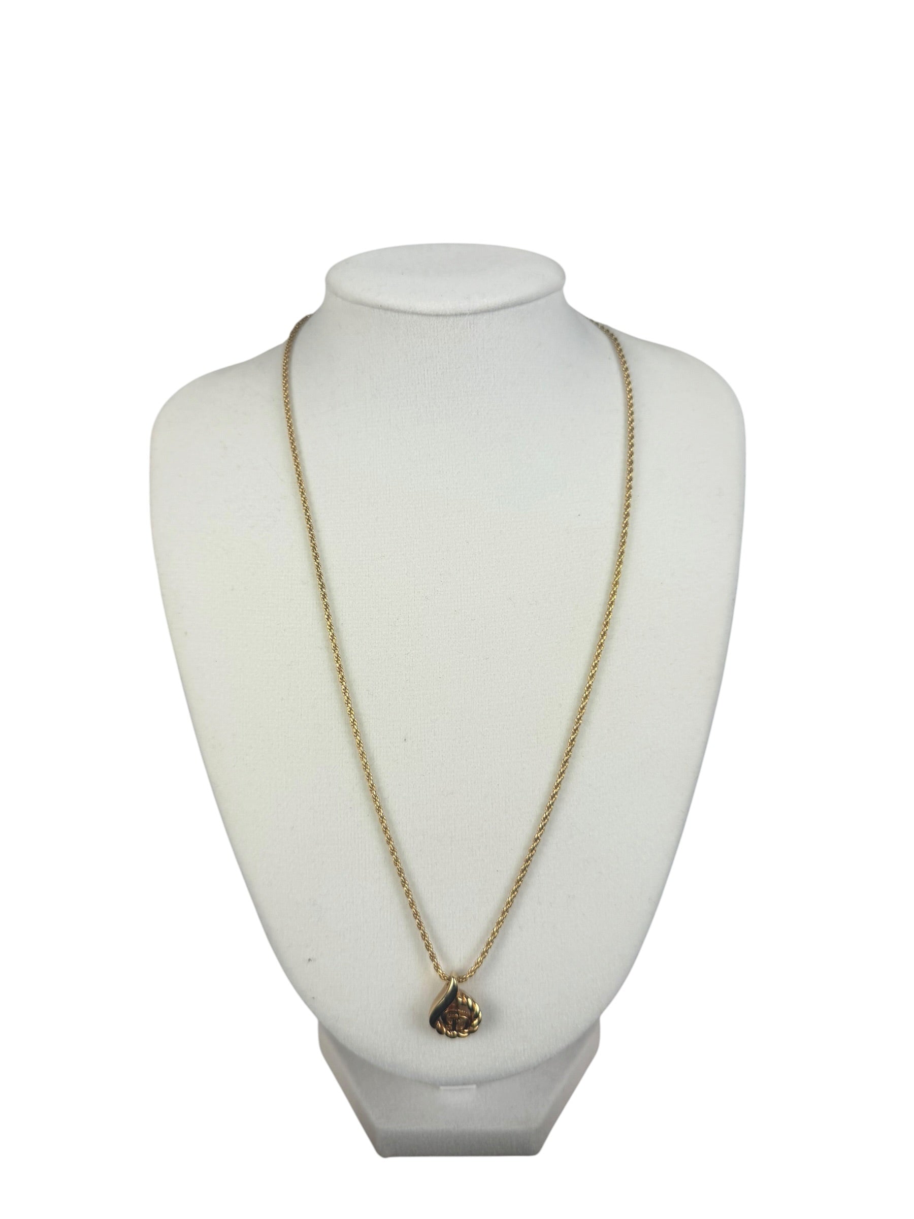 Christian Dior Rope-Twist CD Drop Motif Pendant Necklace