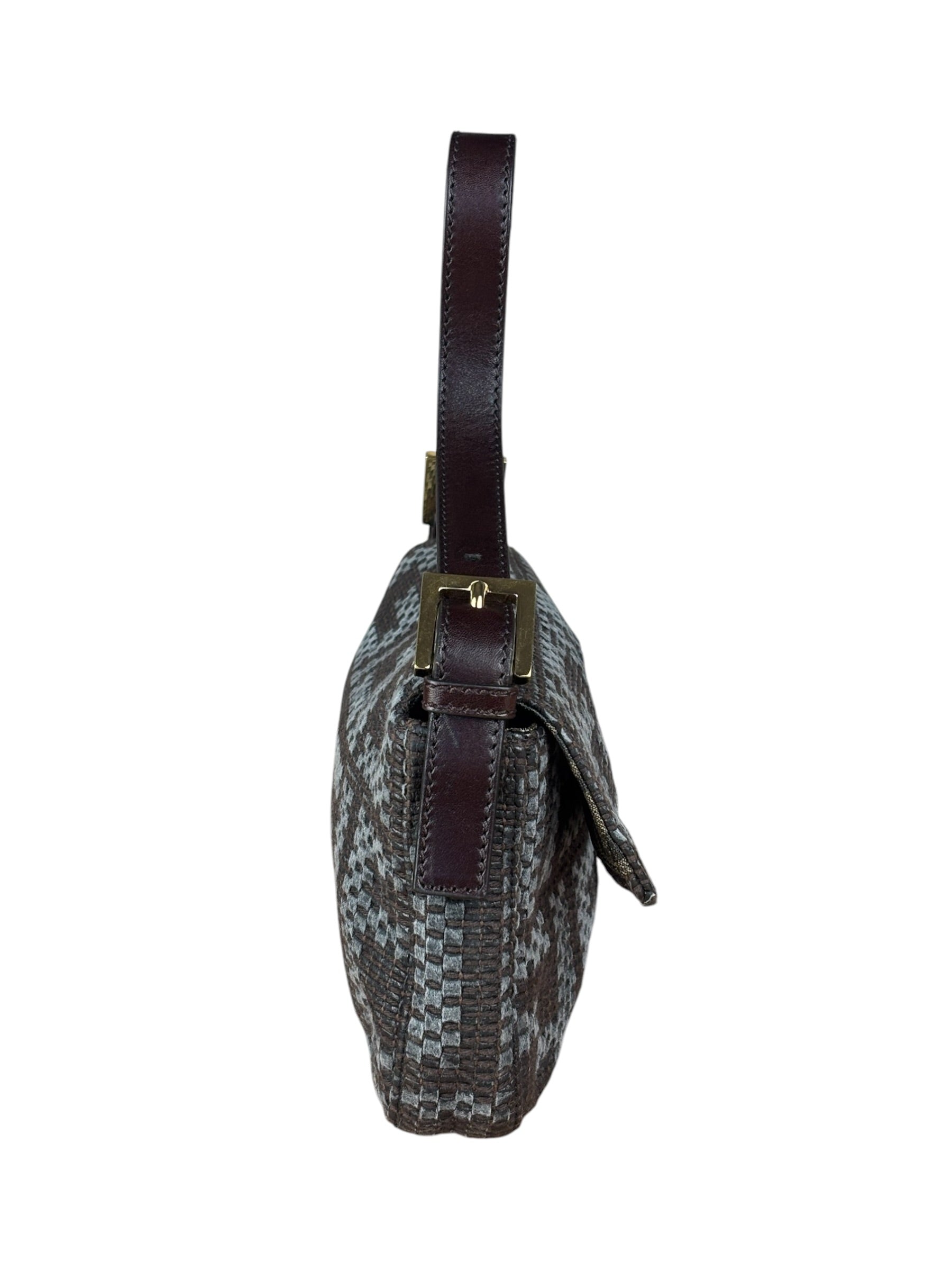 Fendi Vintage Brown/Grey Woven Baguette