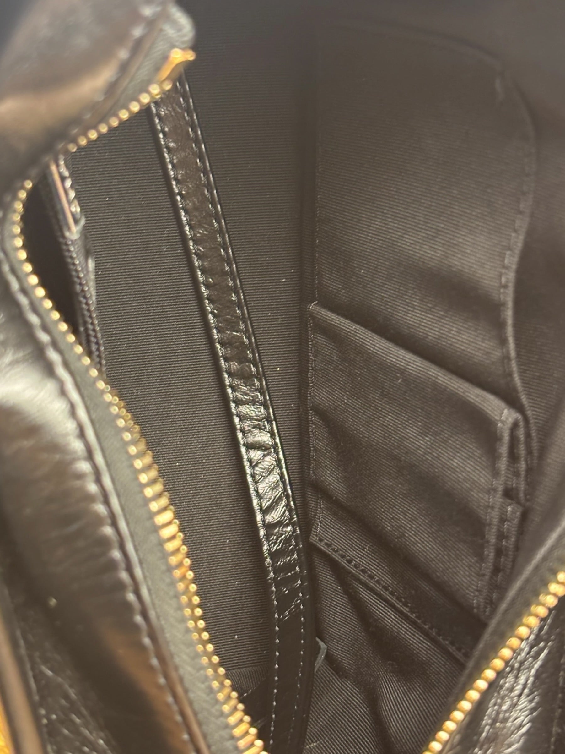 Chanel Metallic Gold/Black Leather Small Gabrielle Hobo Bag 1992
