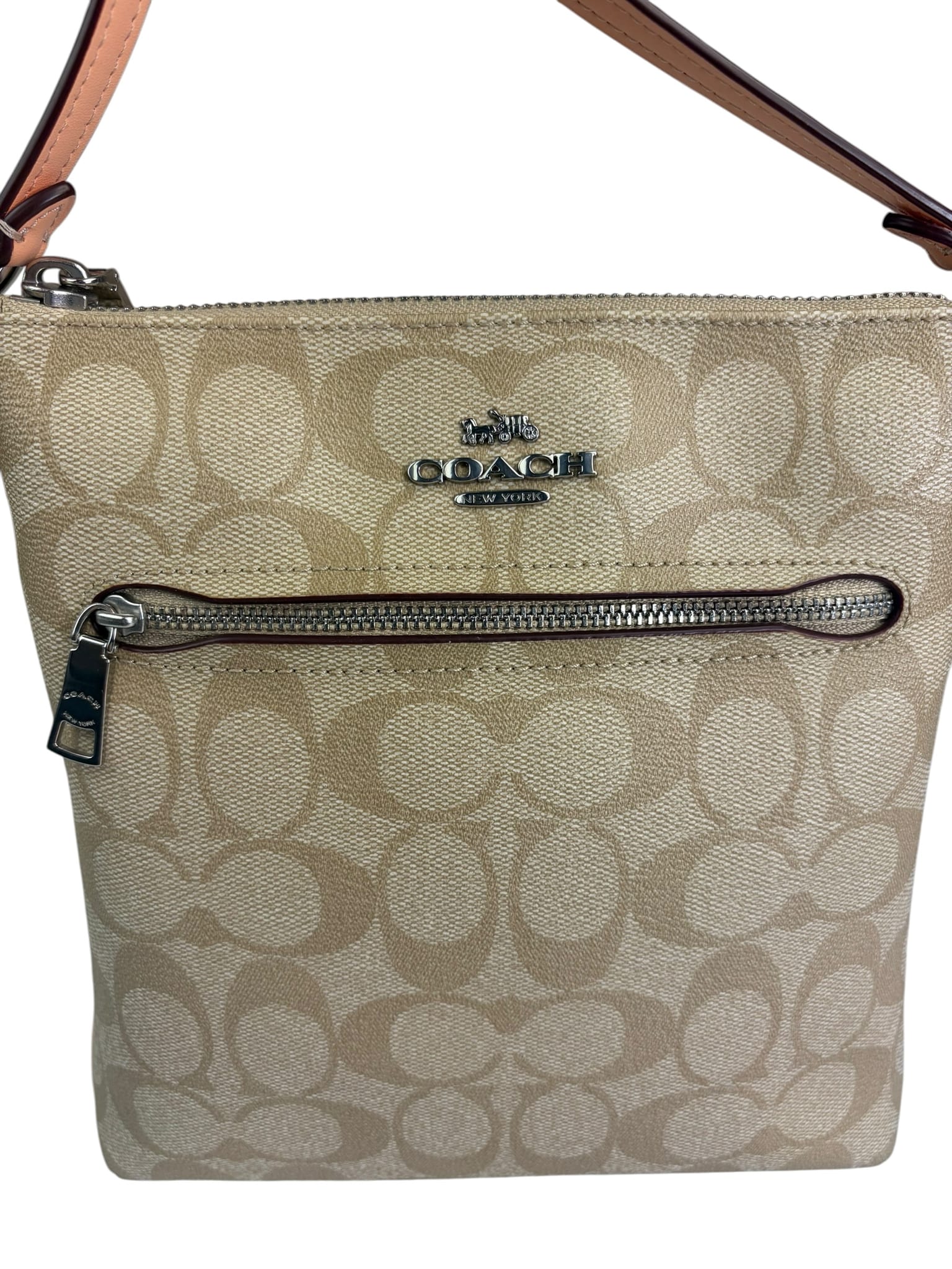 Coach Beige Leather Canvas Rowan File Crossbody Bag