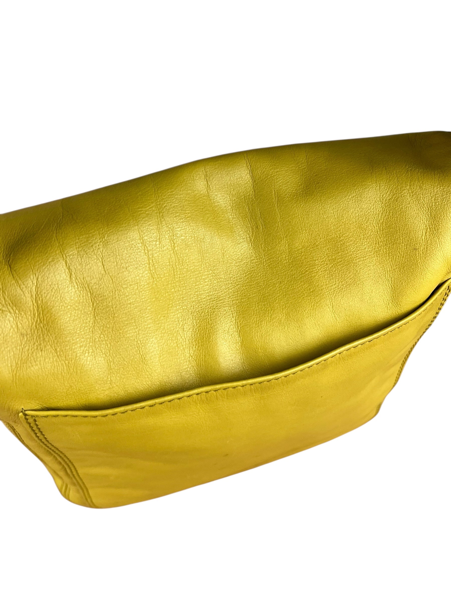 Chanel CC 1997 Chartreuse Leather Flap Shoulder Bag