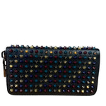 Christian Louboutin Bicolor Leather Around-Zip Spiked Studs Wallet