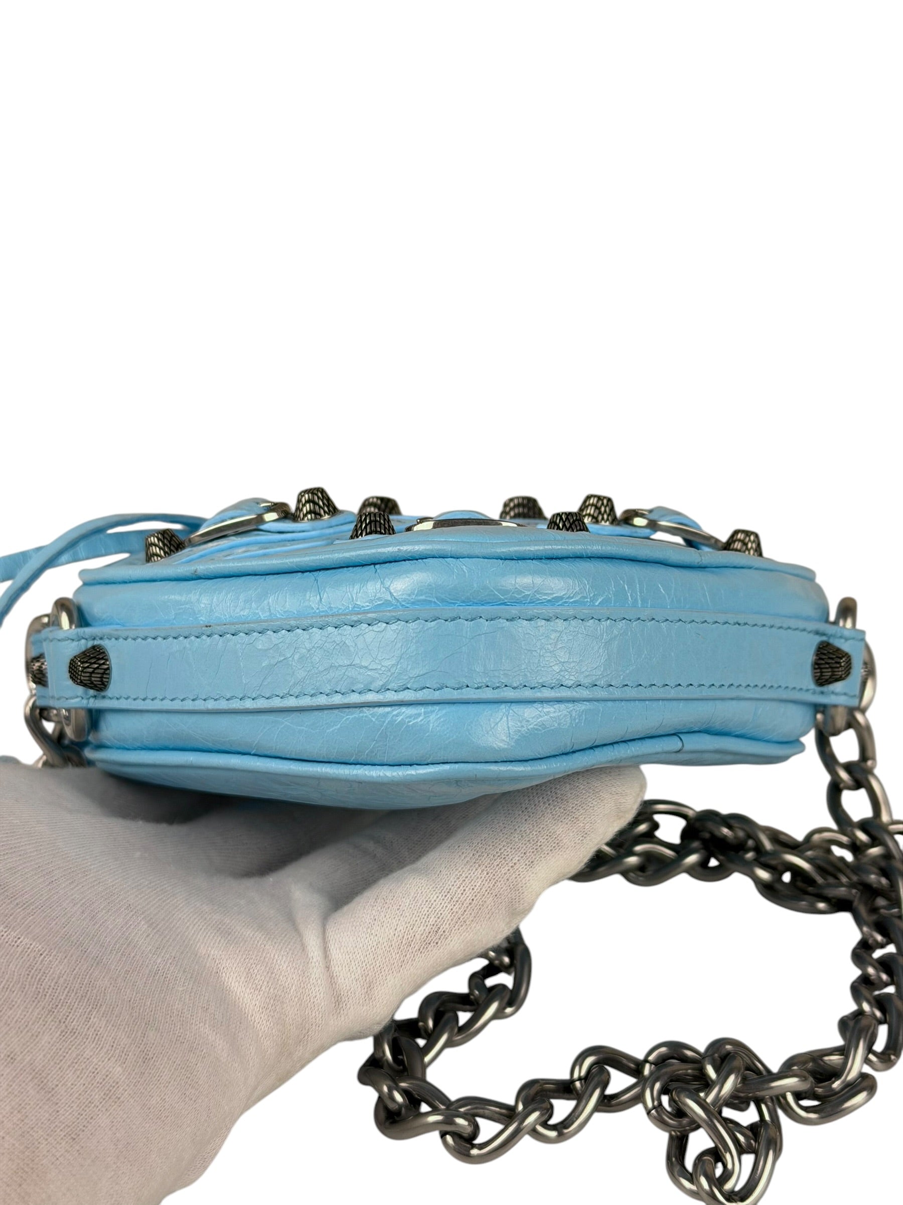 Balenciaga Light Blue Heart Le Cagole Chain Bag