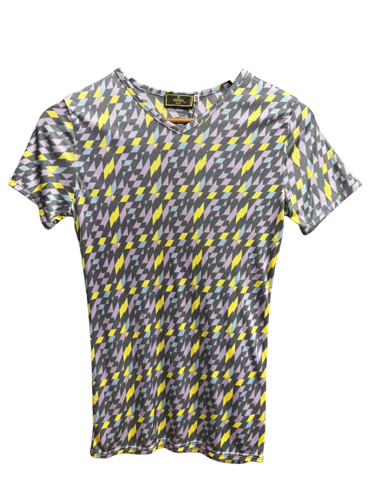 90s Fendi Geo Zucca Print V-Neck Shirt