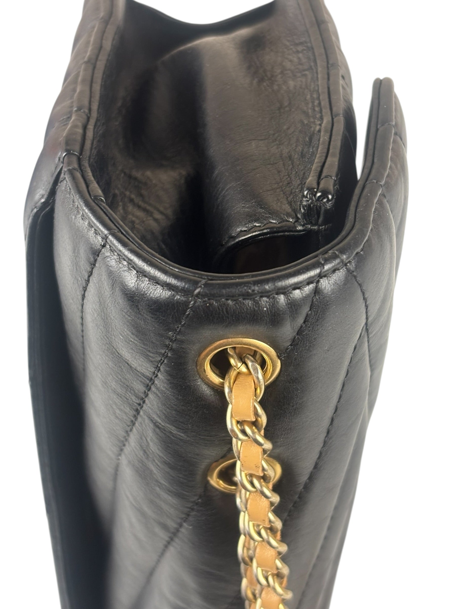 Chanel Black Leather Medium Gabrielle Flap Bag 2011