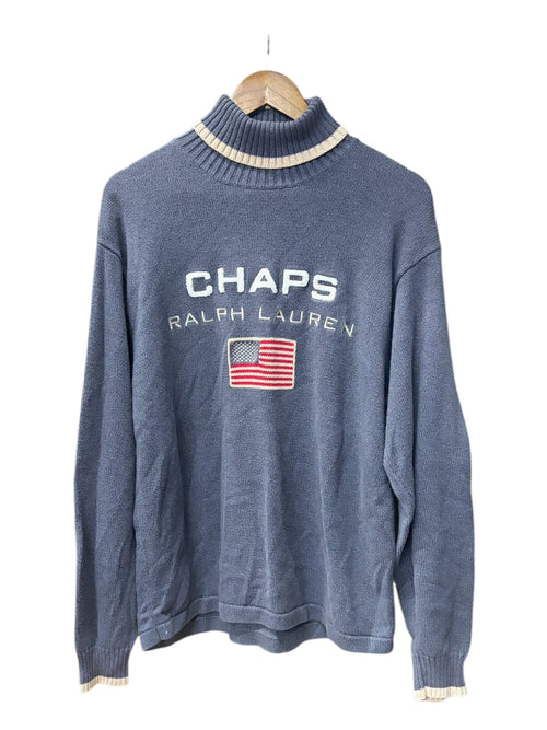 Vintage Chaps by Ralph Lauren Chenille Turtleneck Knit Sweater Grey
