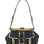 Prada Vintage Tessuto Lucertola Black Lizard Shoulder Bag