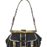 Prada Vintage Tessuto Lucertola Black Lizard Shoulder Bag