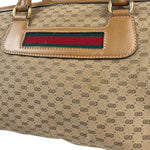 Gucci Brown Leather Trim Micro GG Sherry Line Boston Handbag