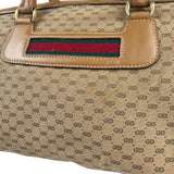 Gucci Brown Leather Trim Micro GG Sherry Line Boston Handbag