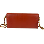 Prada Coral-Red Saffiano Leather Wallet On Chain