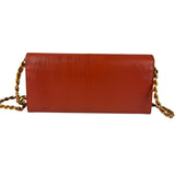 Prada Coral-Red Saffiano Leather Wallet On Chain