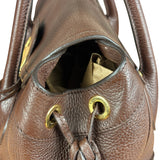 Prada Rich Brown Vitello Daino Sound Lock Satchel Shoulder Bag