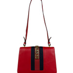 Gucci Red Leather Sylvie Buckle Shoulder Bag
