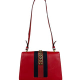 Gucci Red Leather Sylvie Buckle Shoulder Bag