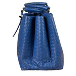 Bottega Veneta Blue Leather Small Nappa Intercciato Roma Satchel