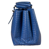 Bottega Veneta Blue Leather Small Nappa Intercciato Roma Satchel