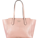 Gucci Pebbled Leather Swing Tote Pink