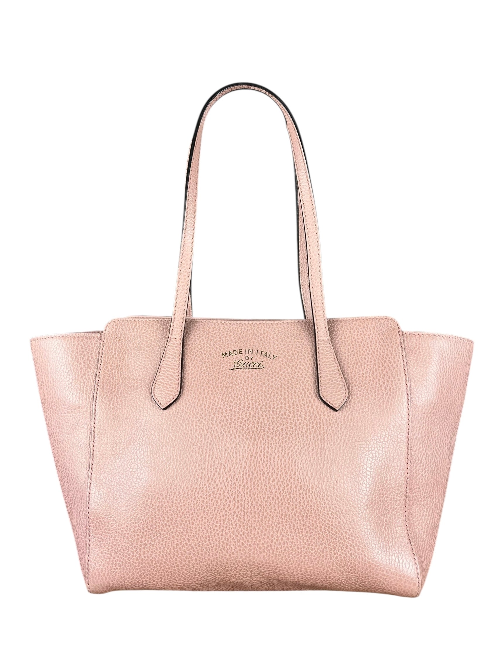 Gucci Pebbled Leather Swing Tote Pink