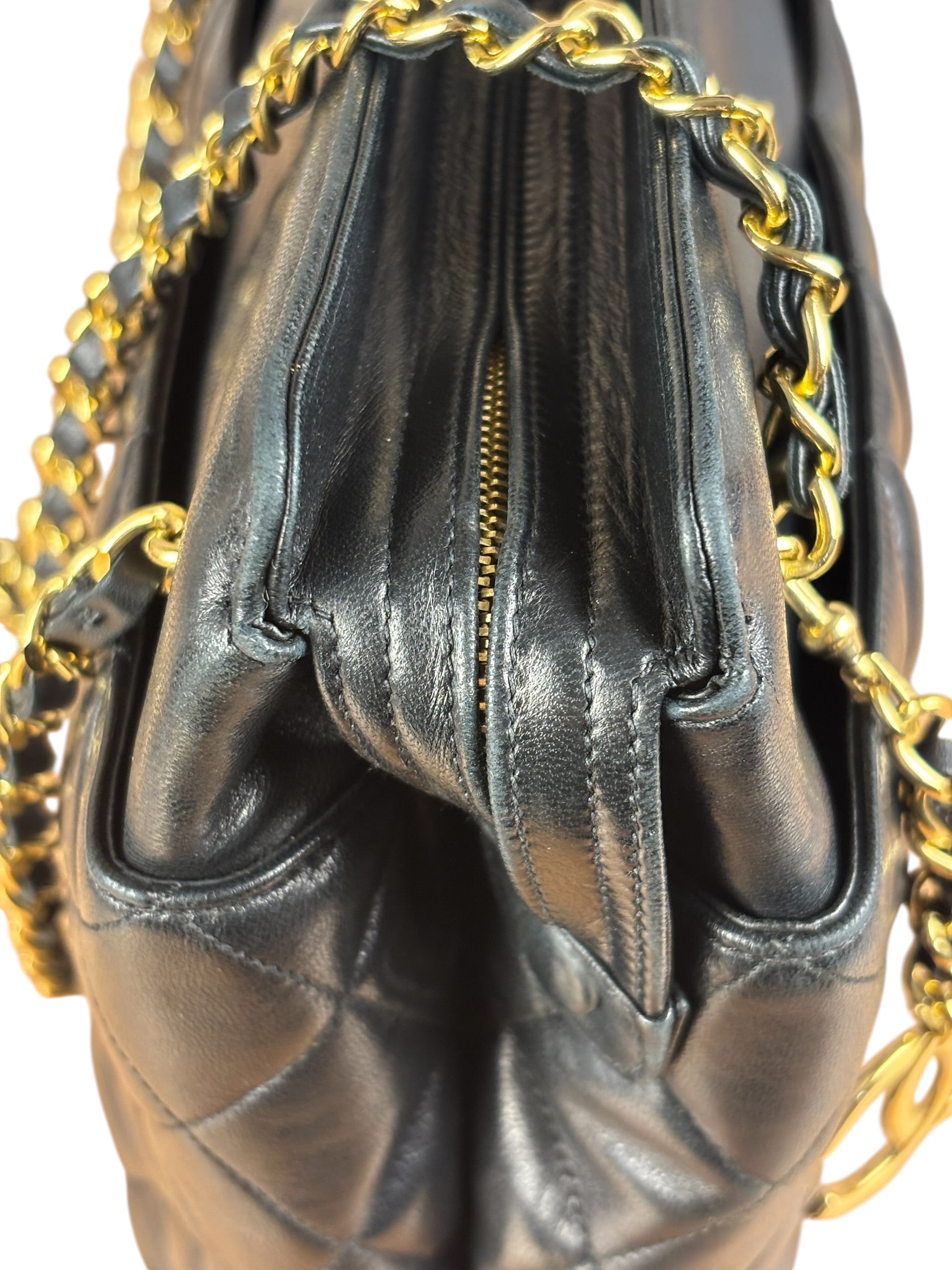 Chanel Vintage Black Quilted Leather Chain Tote/Shoulder Bag 1999