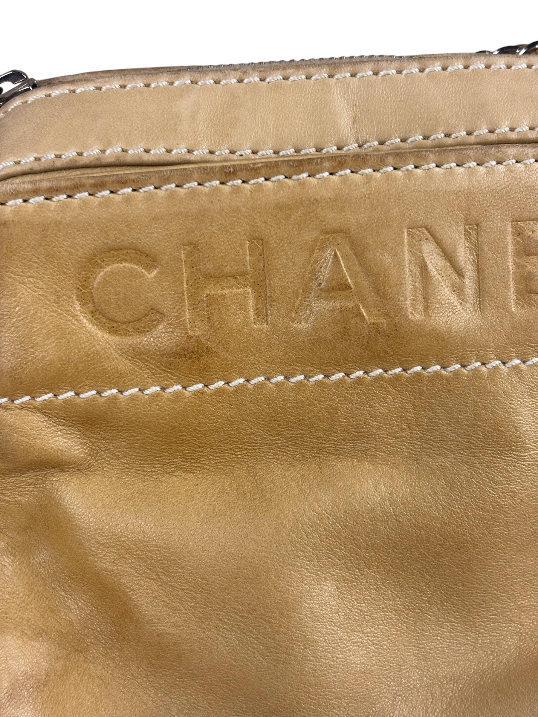 Chanel Warm Beige Leather LAX Accordion Shoulder Bag 2003