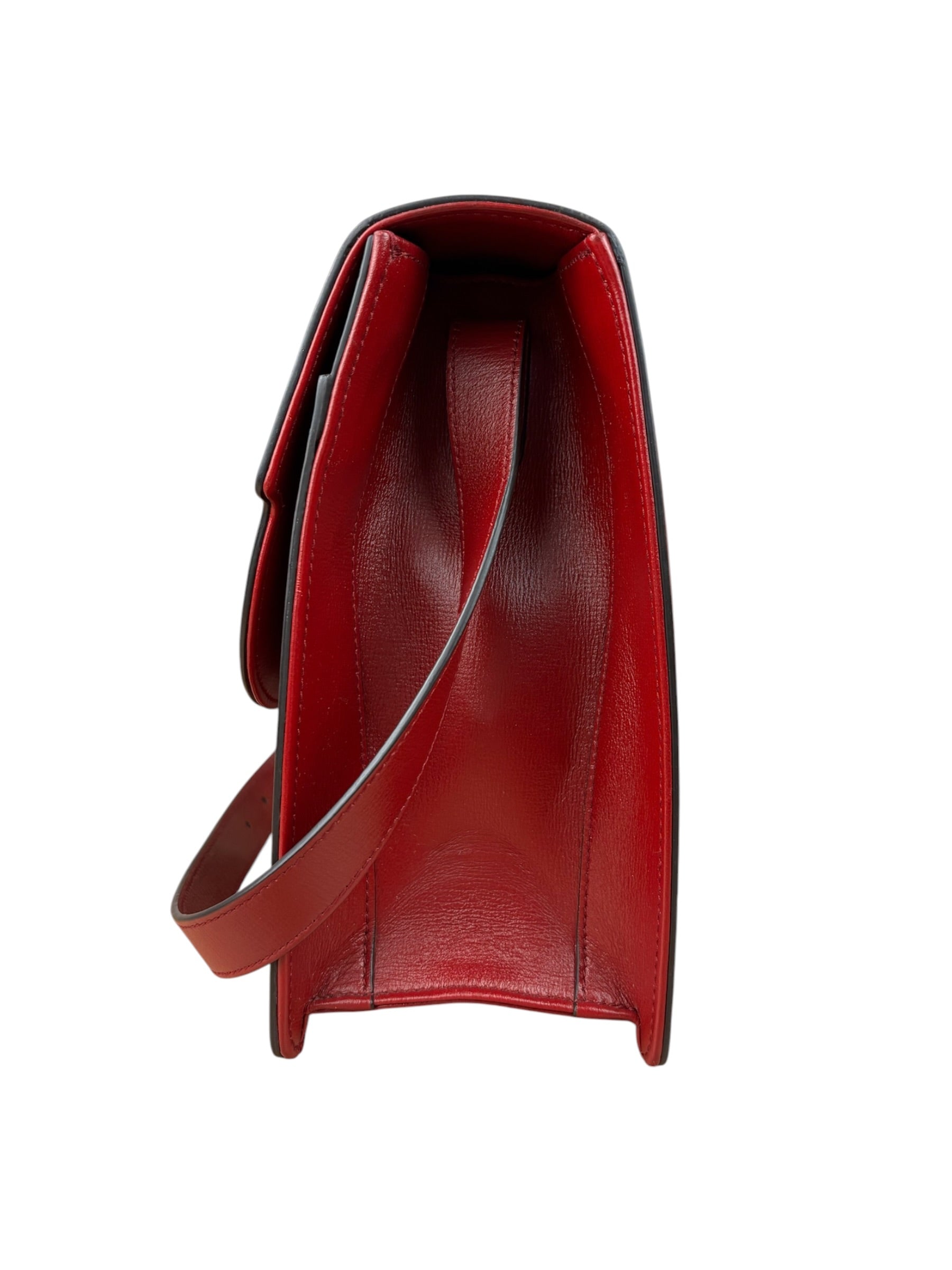 Gucci Red Leather GG Ring Shoulder Bag