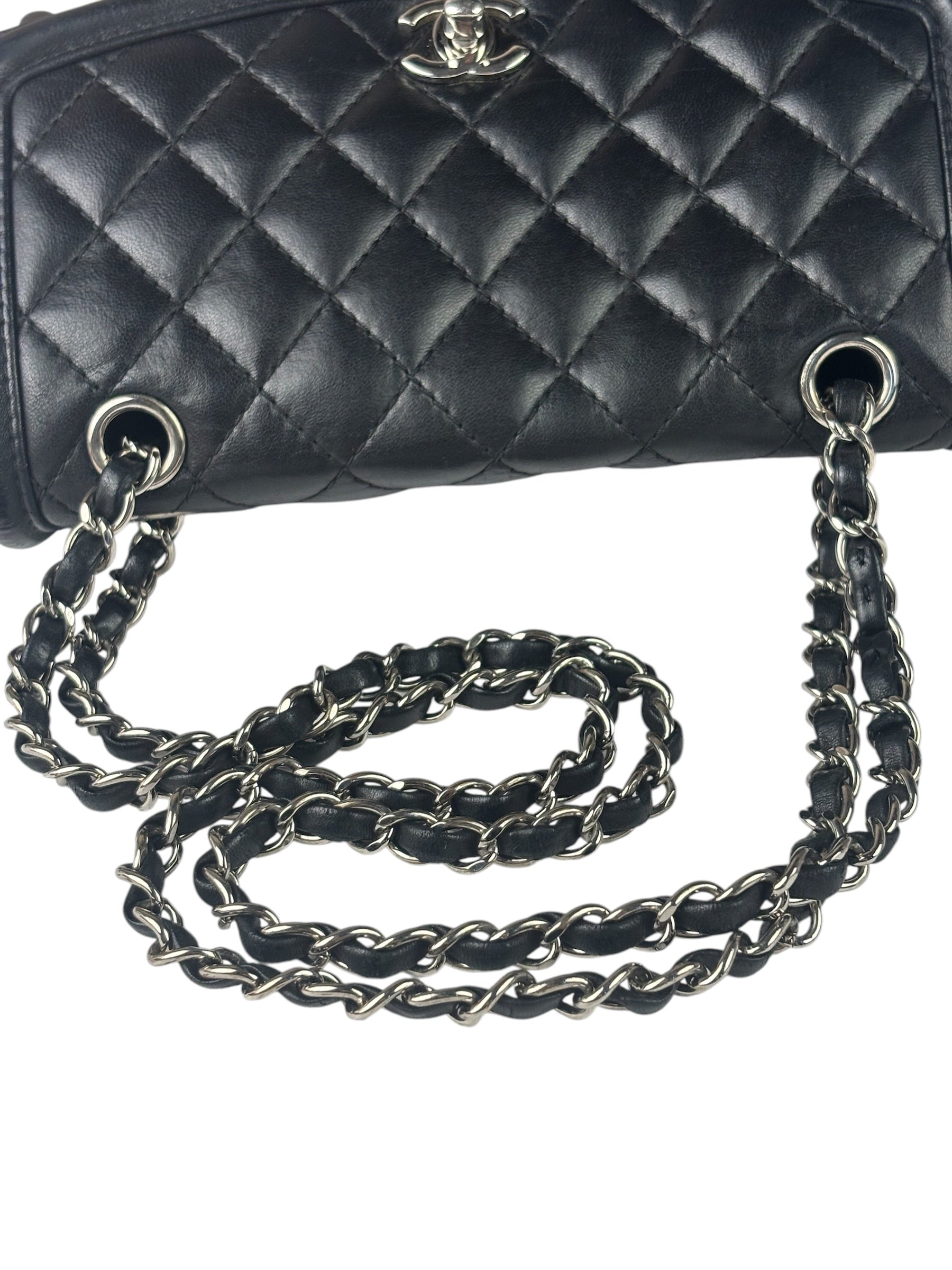 Chanel Black Quilted Leather Geometric Chain Flap Bag 2014