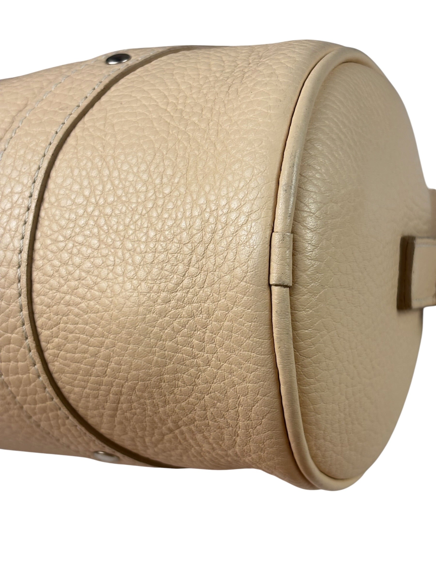 Burberry Cream Calfskin Barrel Shoulder Bag