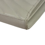 YSL Cream Pebbled Leather Cassandre Envelope Small Wallet On Chain