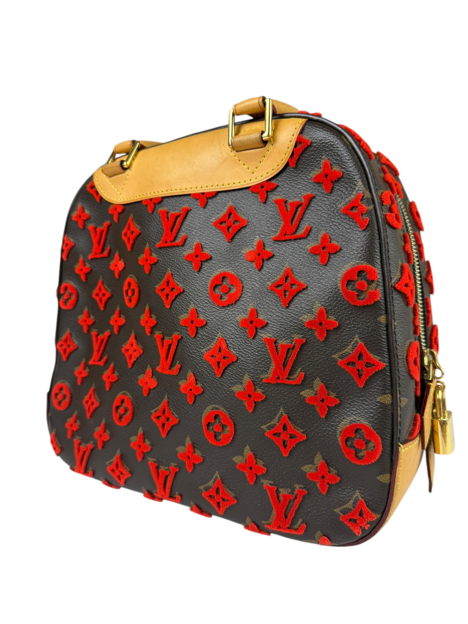 Louis Vuitton Limited Edition Deauville Cube Rosso Handbag Red
