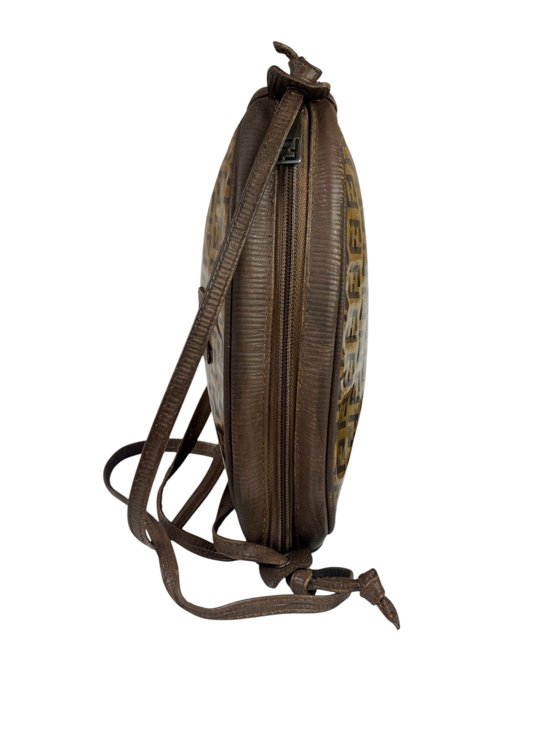 Fendi Vintage Brown PVC Leather Zucca Crossbody Bag