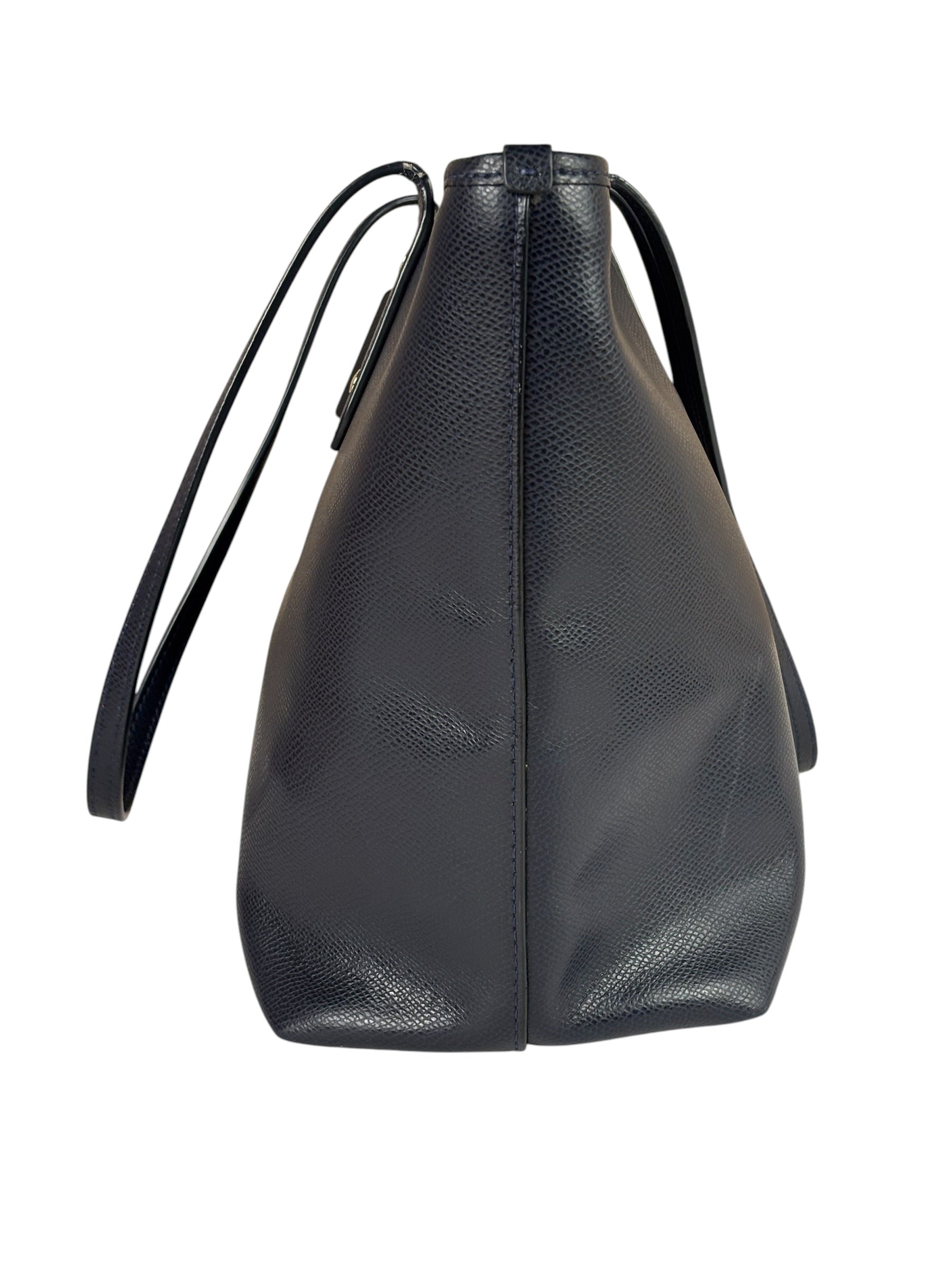 Coach Navy Crossgrain Leather City Zip Shoulder Bag