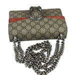 Gucci Beige/Red Leather/Suede Trim GG Supreme Dionysus Small Shoulder Bag