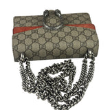 Gucci Beige/Red Leather/Suede Trim GG Supreme Dionysus Small Shoulder Bag