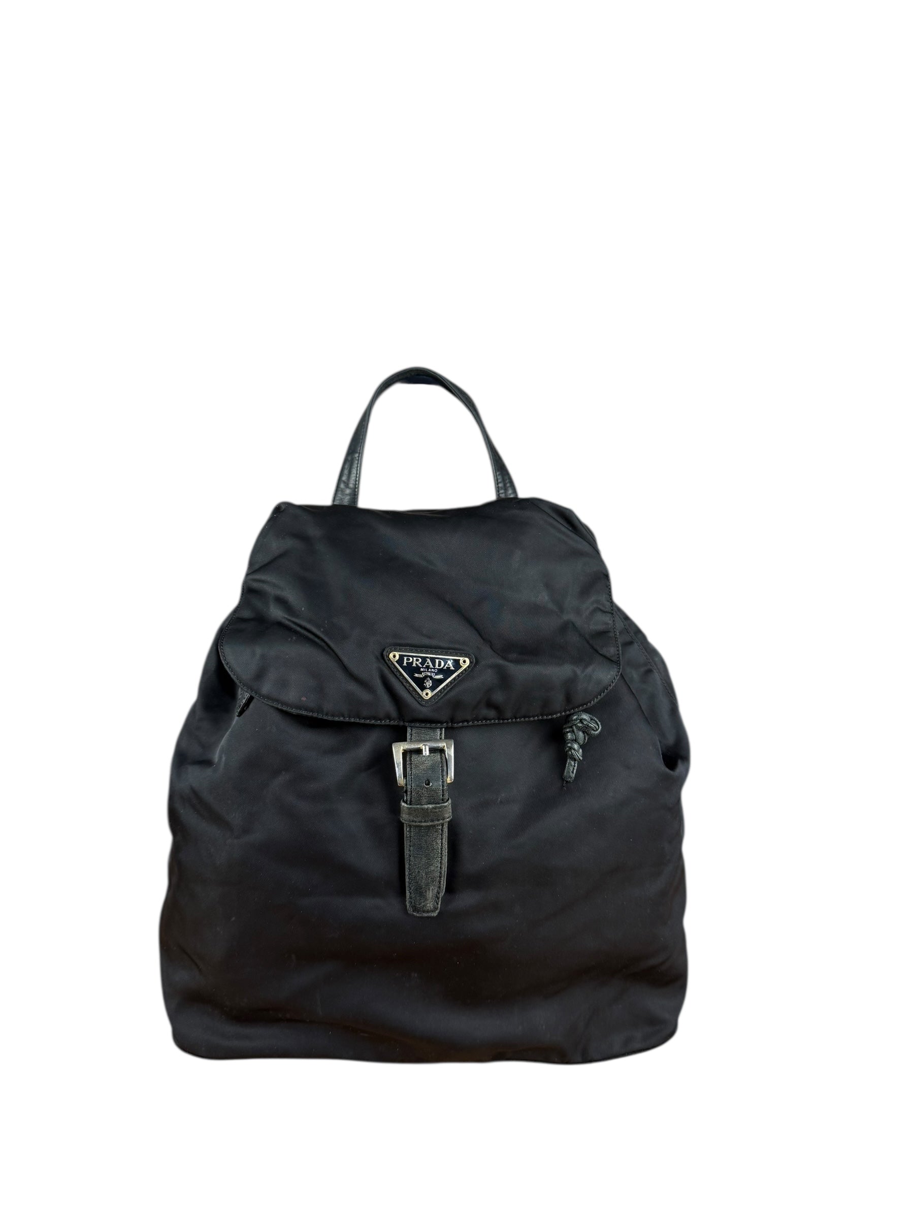 Prada Vintage Black Nylon Drawstring Backpack