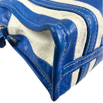 Balenciaga White/Blue Bazar Stripe Two-Way Tote Bag