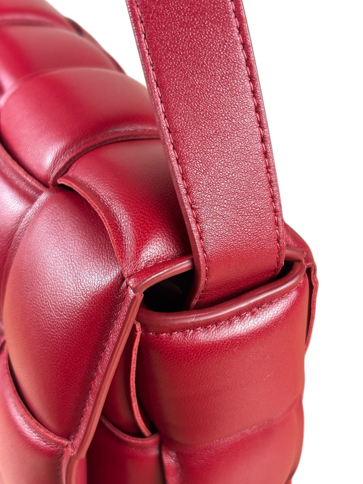 Bottega Veneta Red Intrecciato Padded Cassette Flap Bag