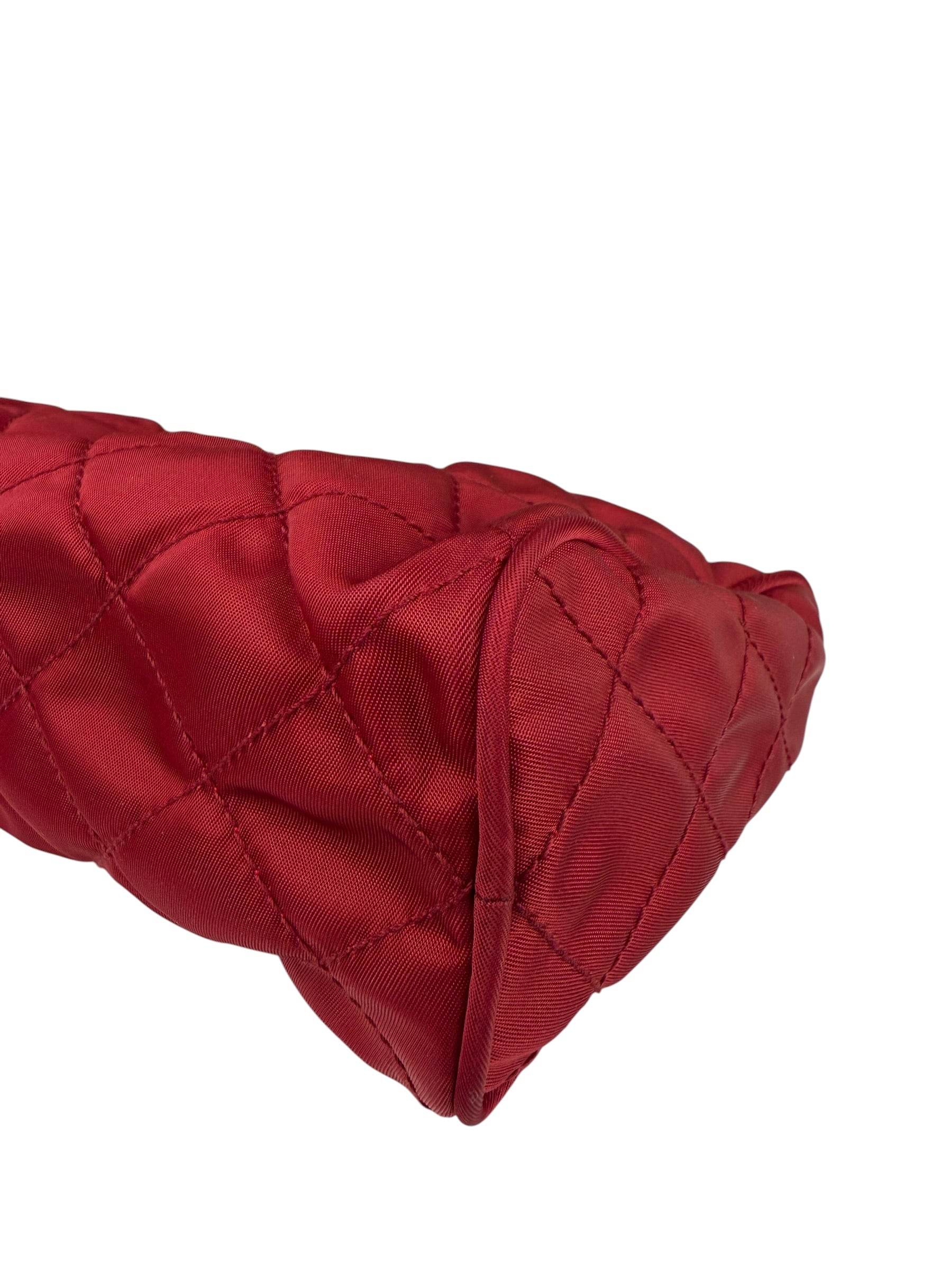 Prada Vintage Red Quilted Nylon Pouch MV599