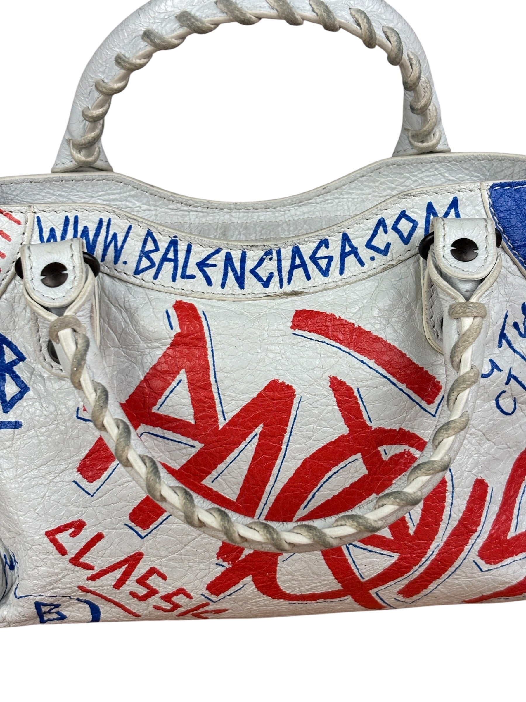 Balenciaga Mini White Graffiti Le City Bag