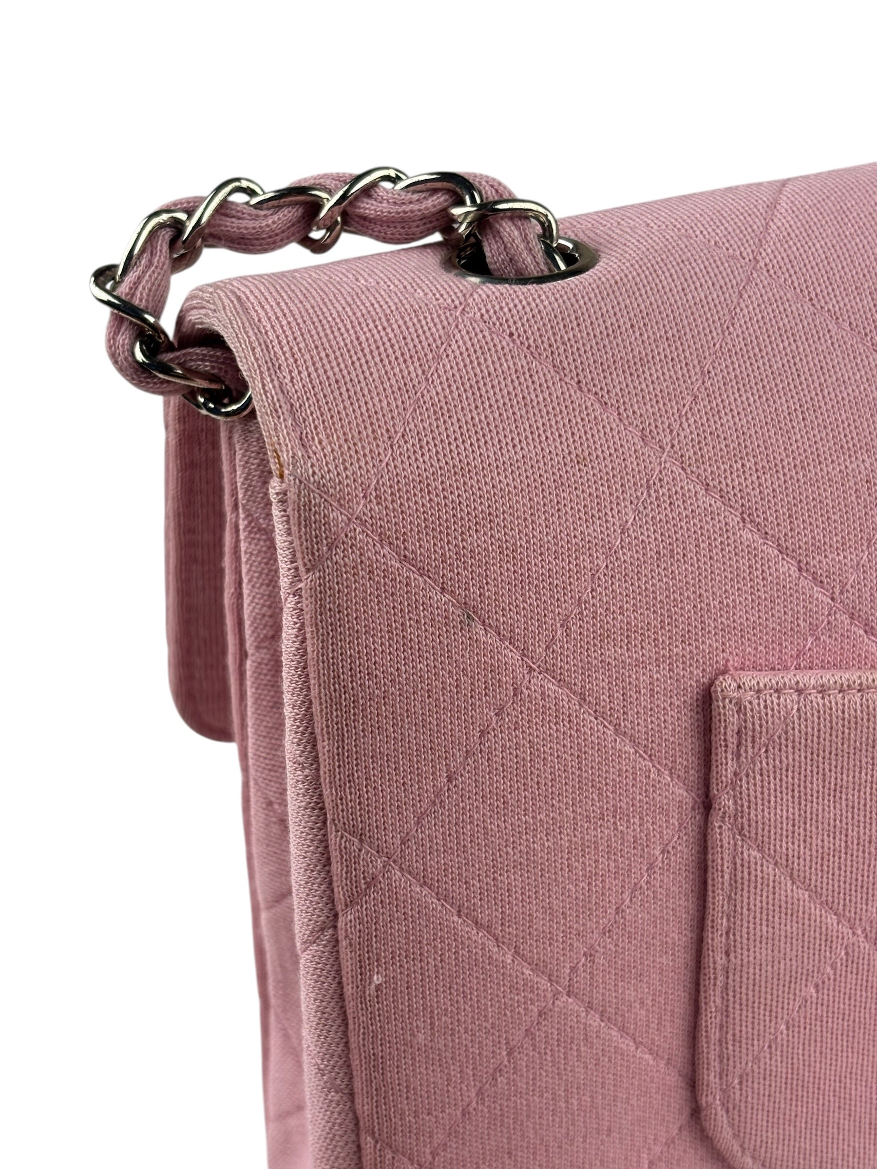 Chanel Pink Quilted Jersey Classic Flap Bag 1997
